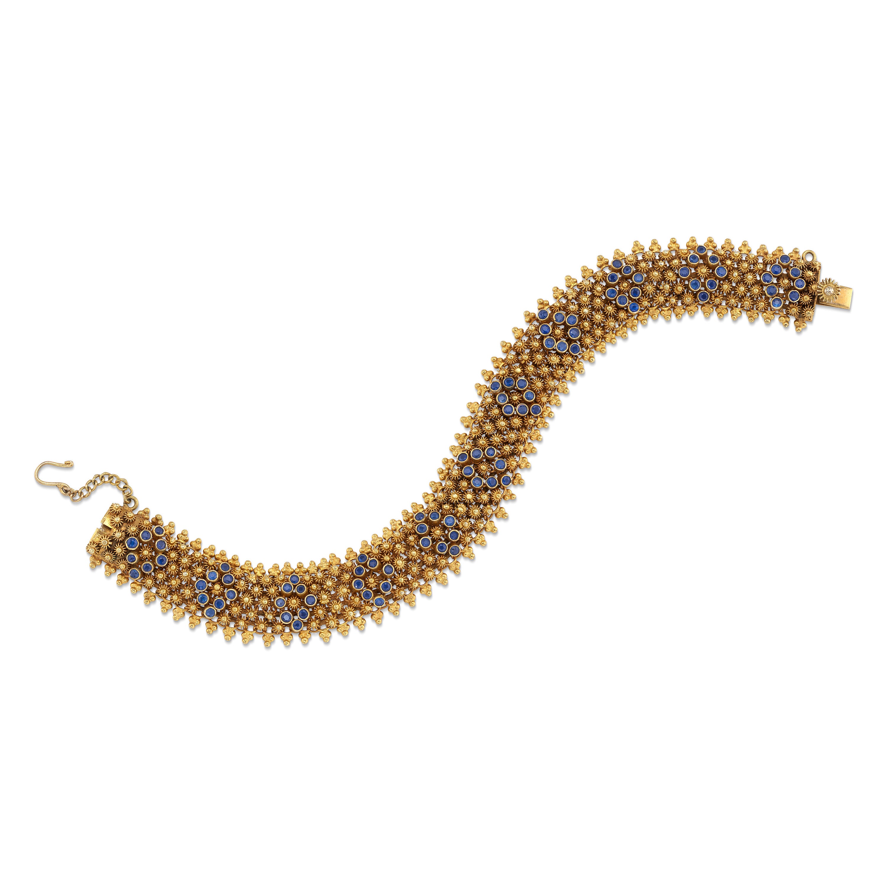 Victorian Gold Sapphire Mesh Bracelet Bracelet Roseark Vintage   