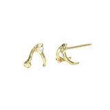 Split Half Hoop w/ Diamond Accents Stud Earrings Jaine K Designs Pair