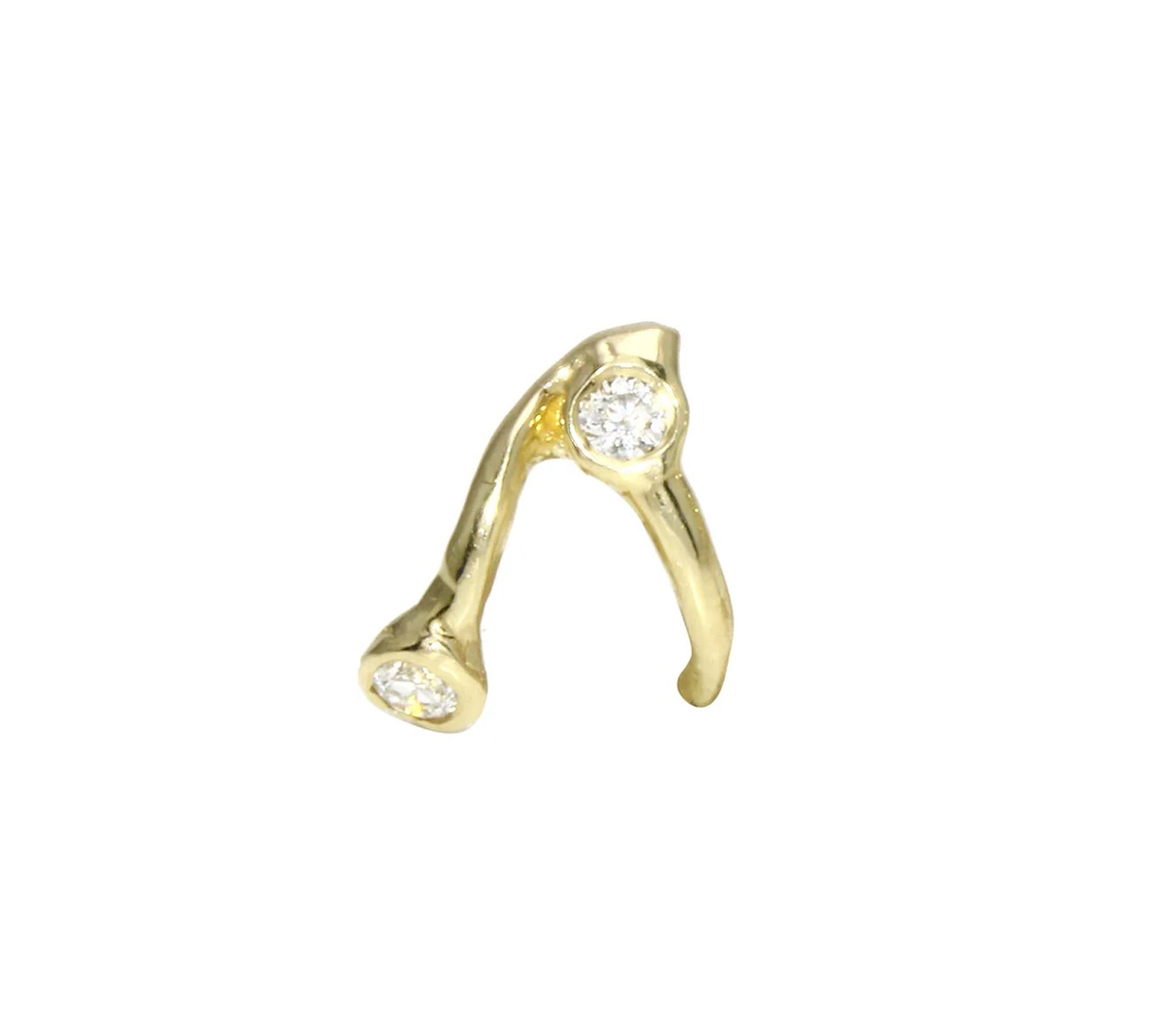 Split Half Hoop w/ Diamond Accents Stud Earrings Jaine K Designs Single