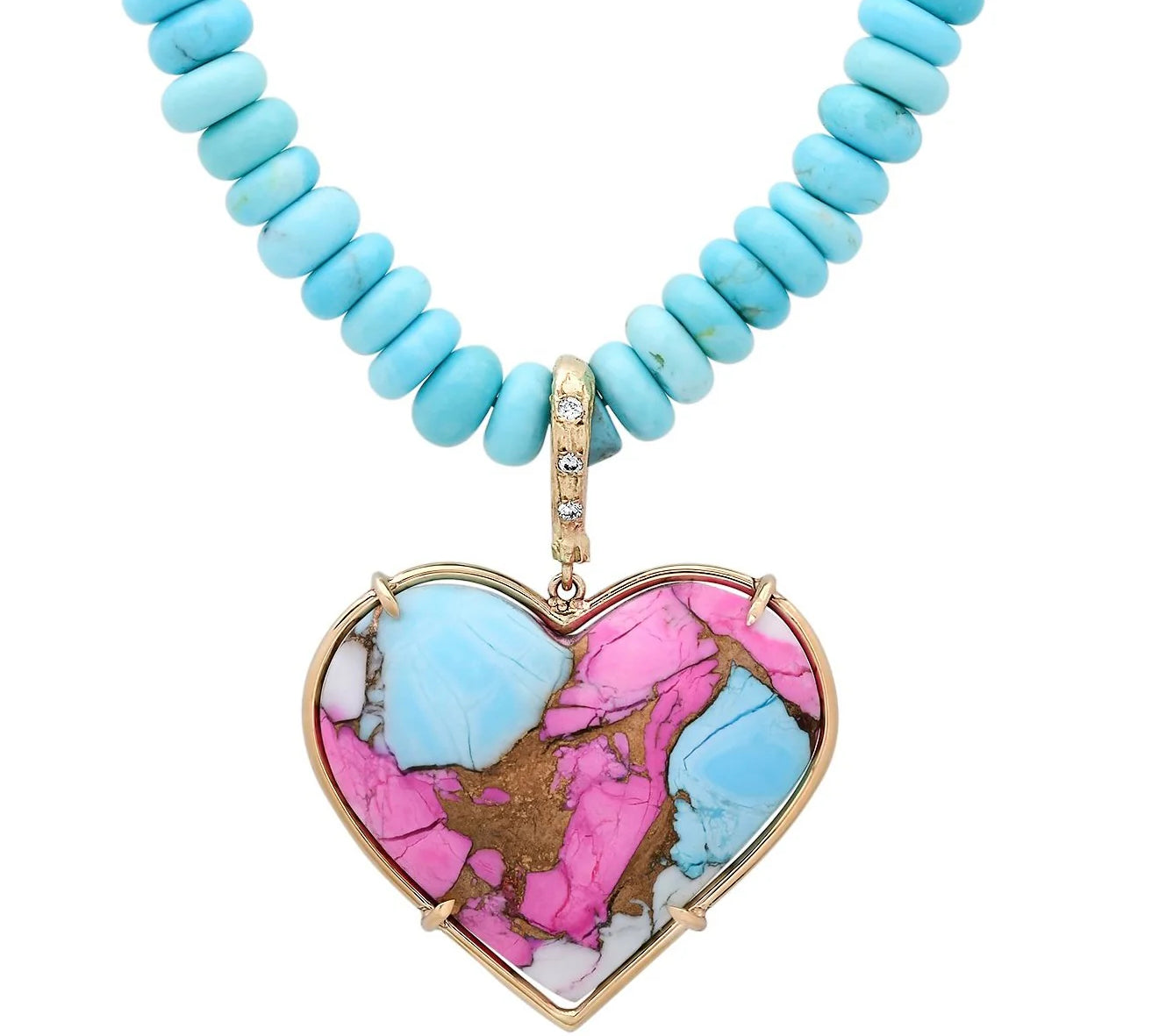 Heart Necklace Pendant Necklace Elisabeth Bell Jewelry Pink Turquoise