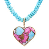 Heart Necklace Pendant Necklace Elisabeth Bell Jewelry Pink Turquoise