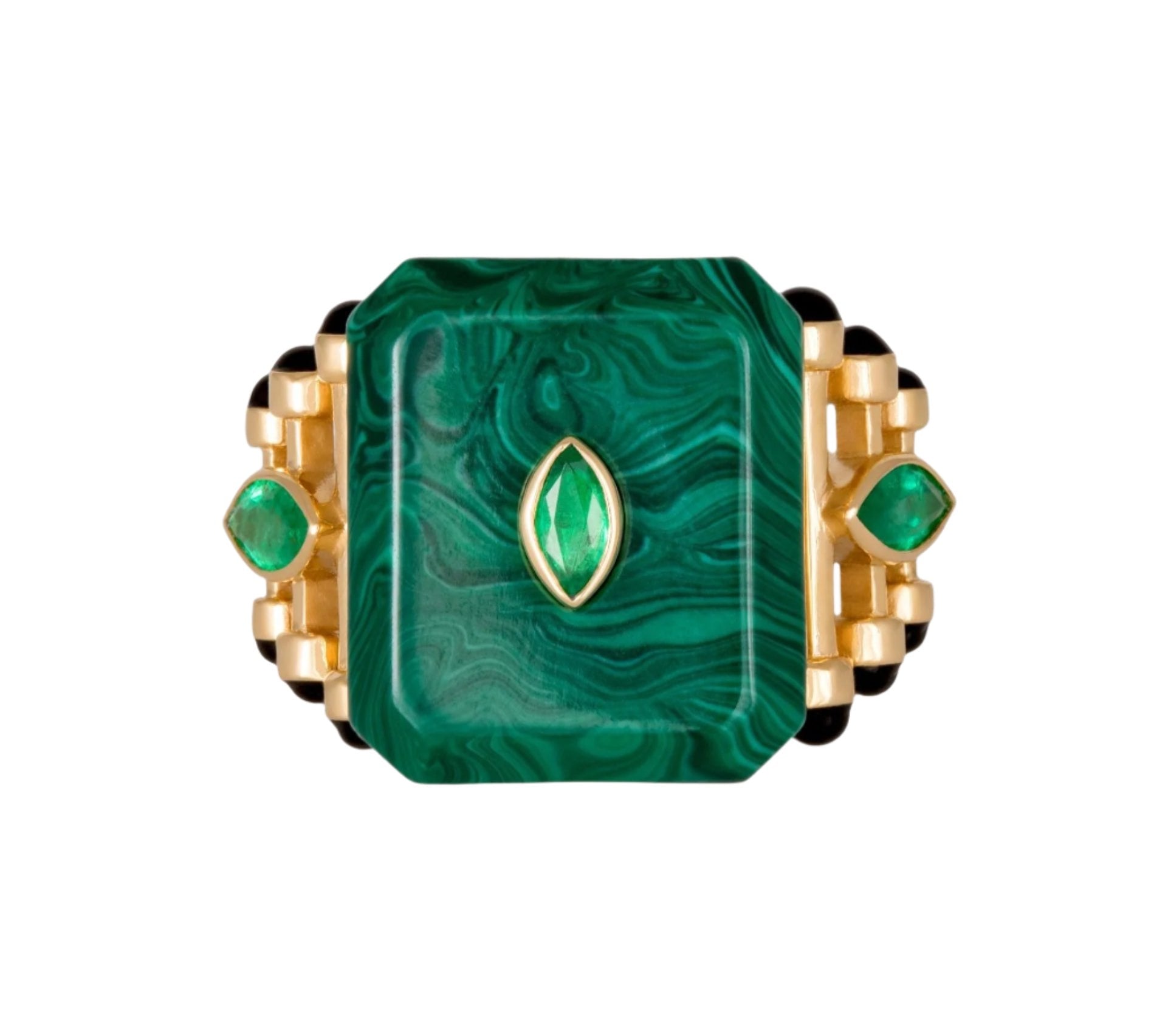 "Moments in Qabila" Malachite Ring Cocktail Ring Latelier Nawbar