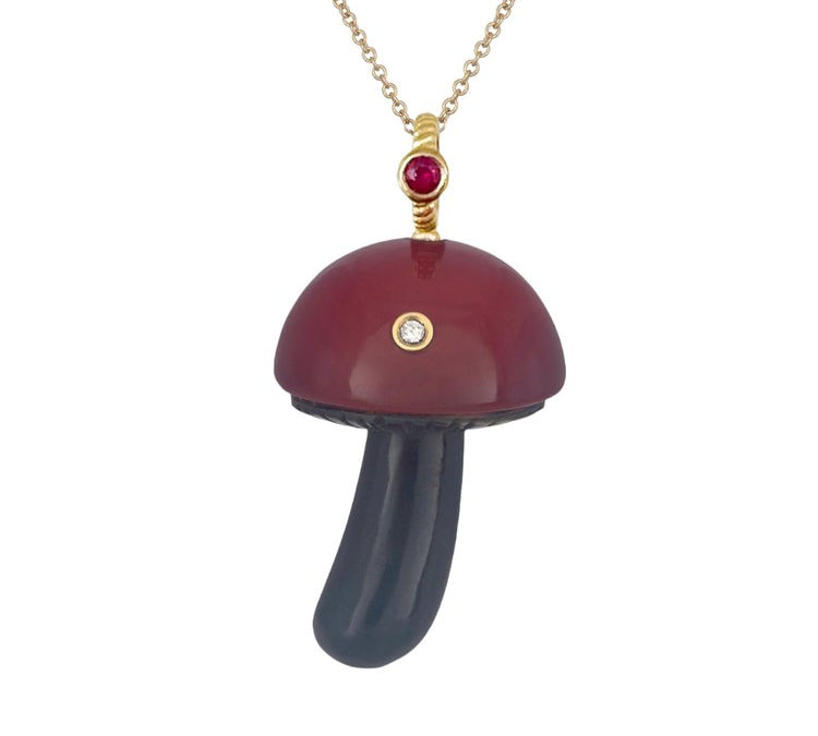 Night Berry Mushroom Charm with Diamond Charm Maura Green   