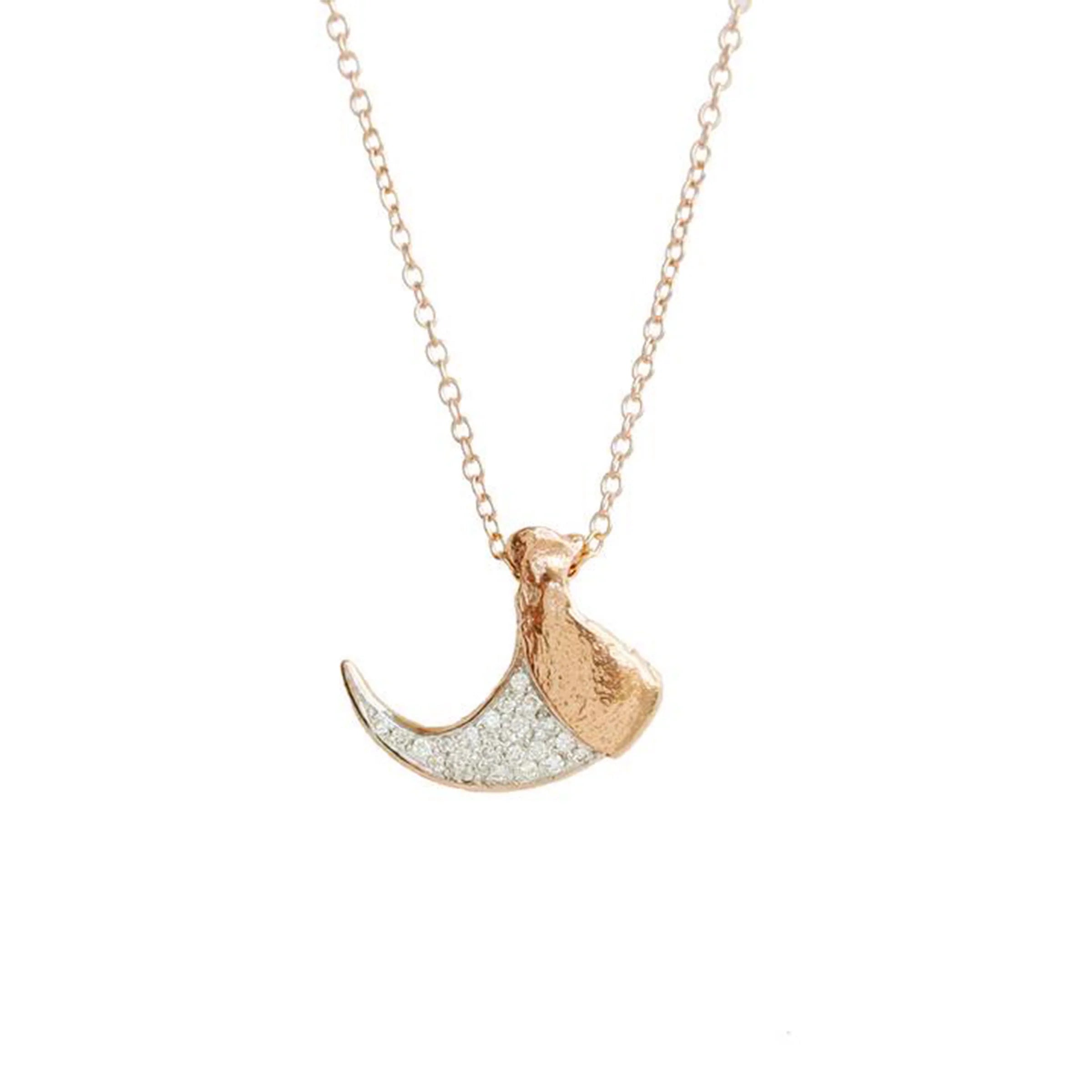 Pave Diamond Bobcat Claw Necklace Pendant Necklace Elisabeth Bell Jewelry Rose Gold