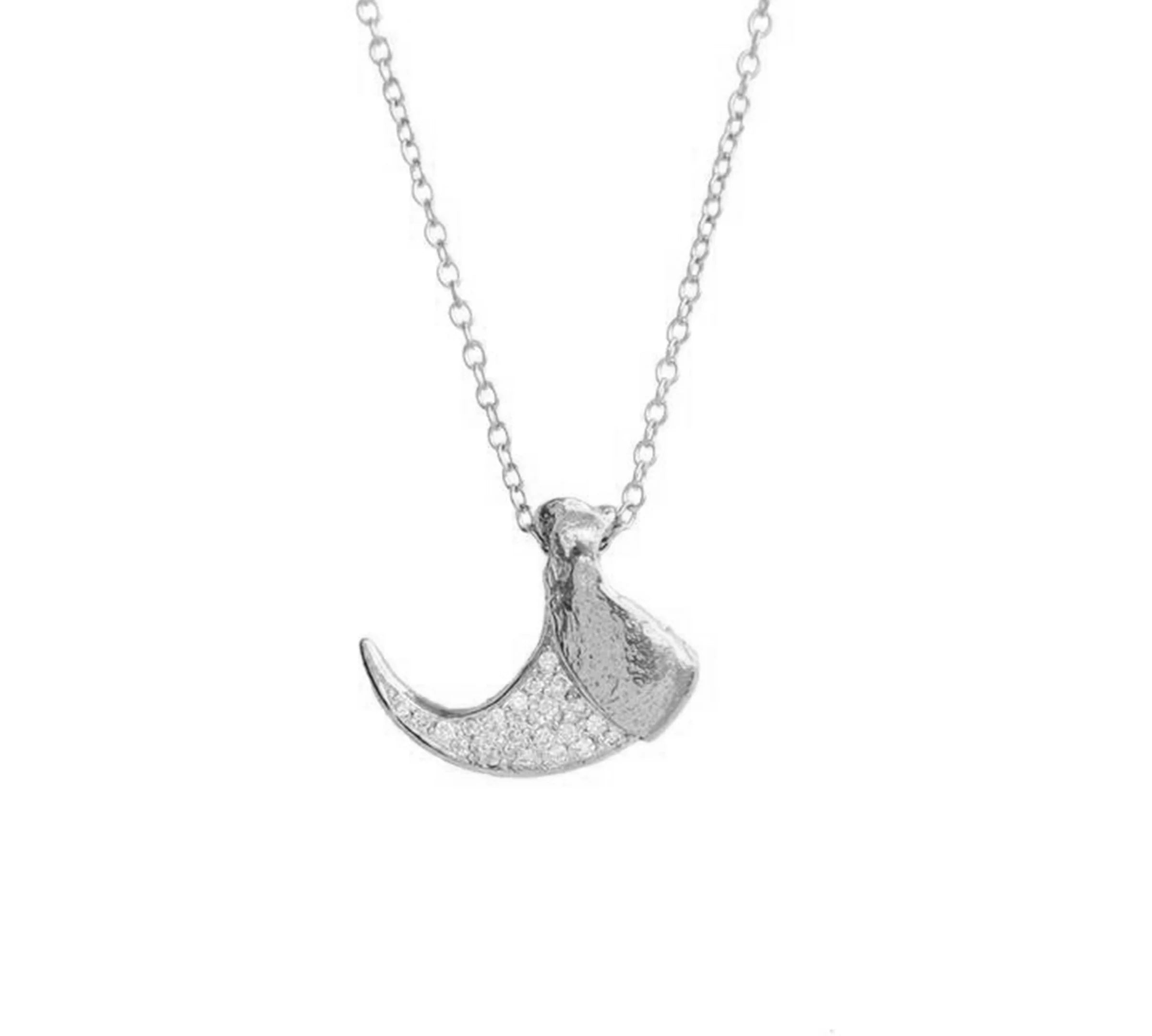 Pave Diamond Bobcat Claw Necklace Pendant Necklace Elisabeth Bell Jewelry White Gold