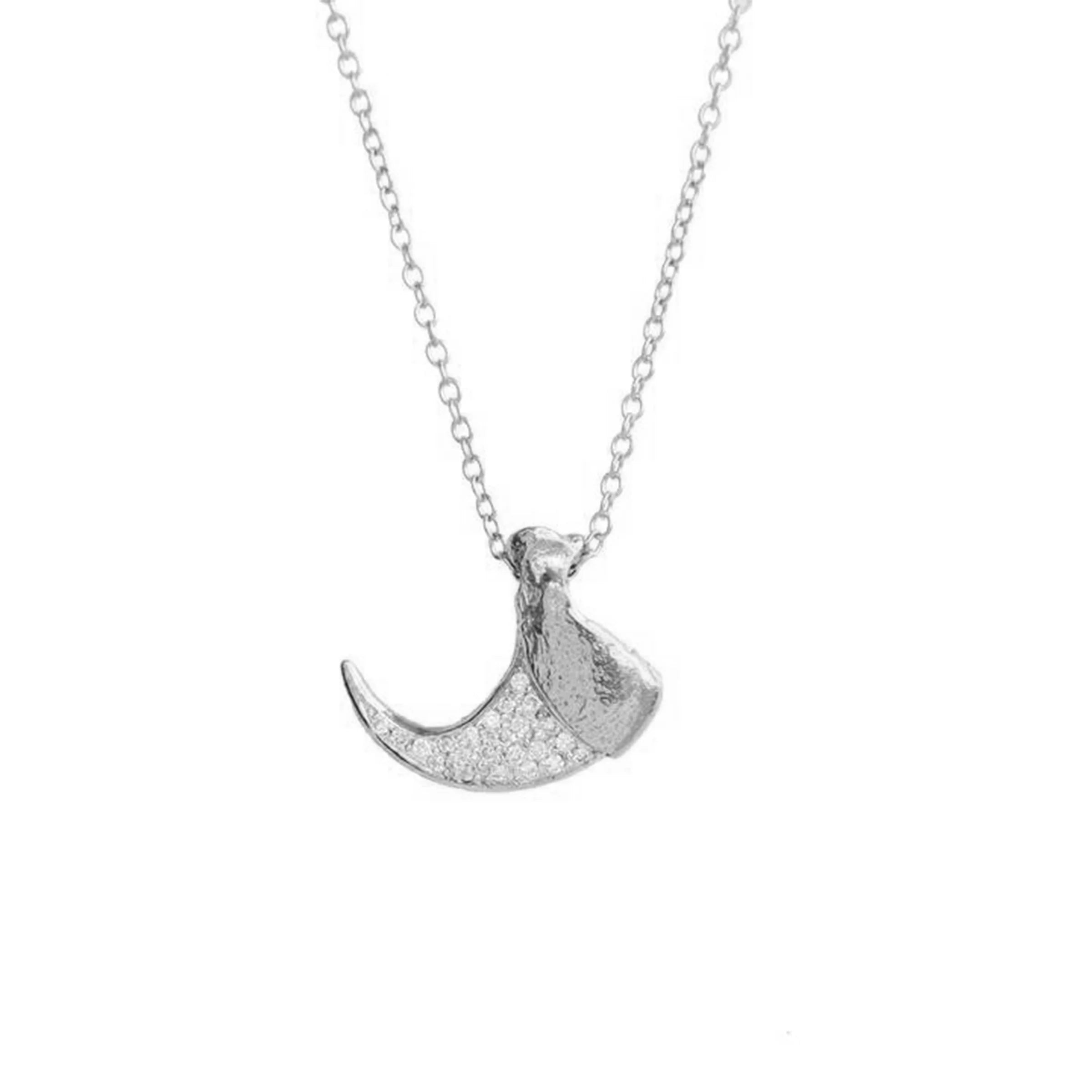 Pave Diamond Bobcat Claw Necklace Pendant Necklace Elisabeth Bell Jewelry White Gold