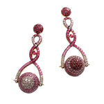 Ruby Pave Spinning Ball Drop Earrings Statement Earrings Carolyn Rodney