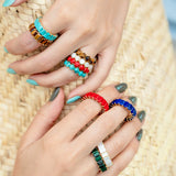 United Squares Band, Turquoise Band Ring Latelier Nawbar