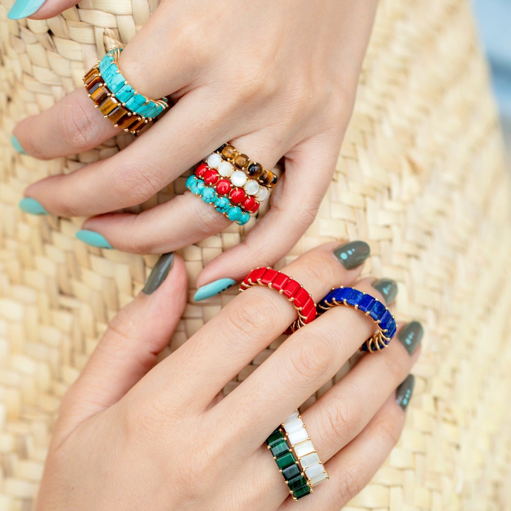 United Squares Band, Turquoise Band Ring Latelier Nawbar