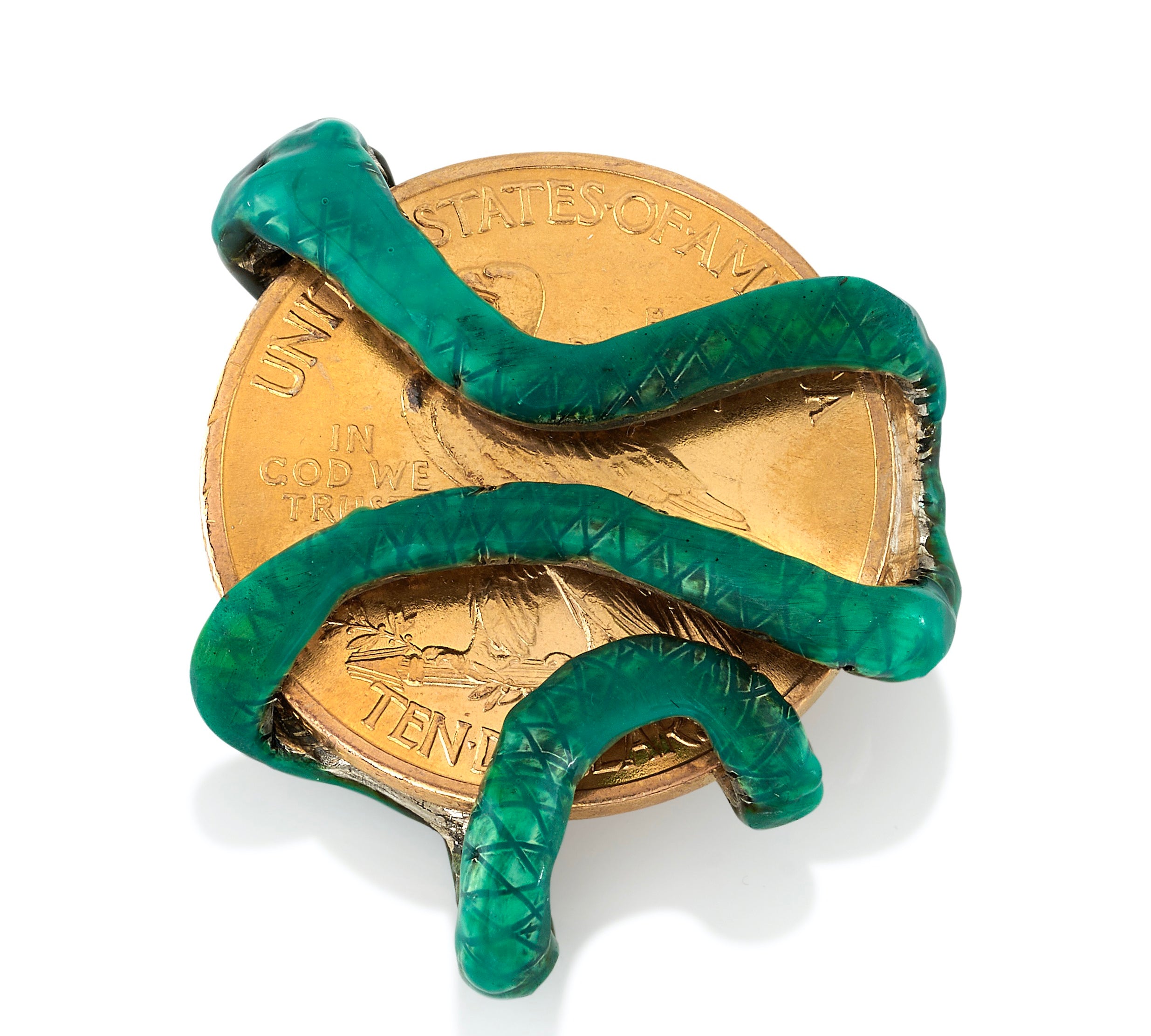 Snake Wrapped Gold Coin with Diamonds Pendant Stones of Character   