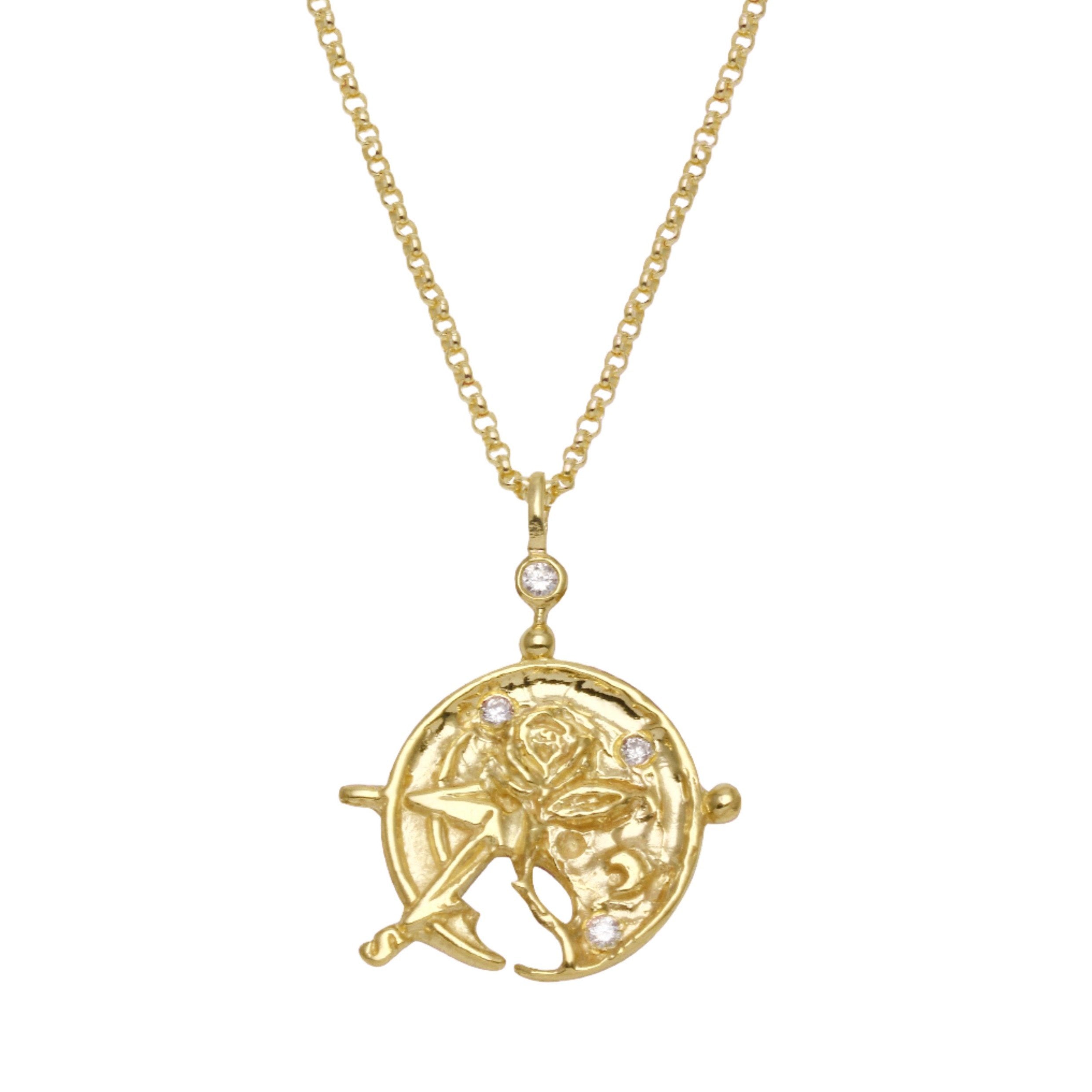 Compass & Rose Necklace Pendant Necklace Jaine K Designs Yellow Gold