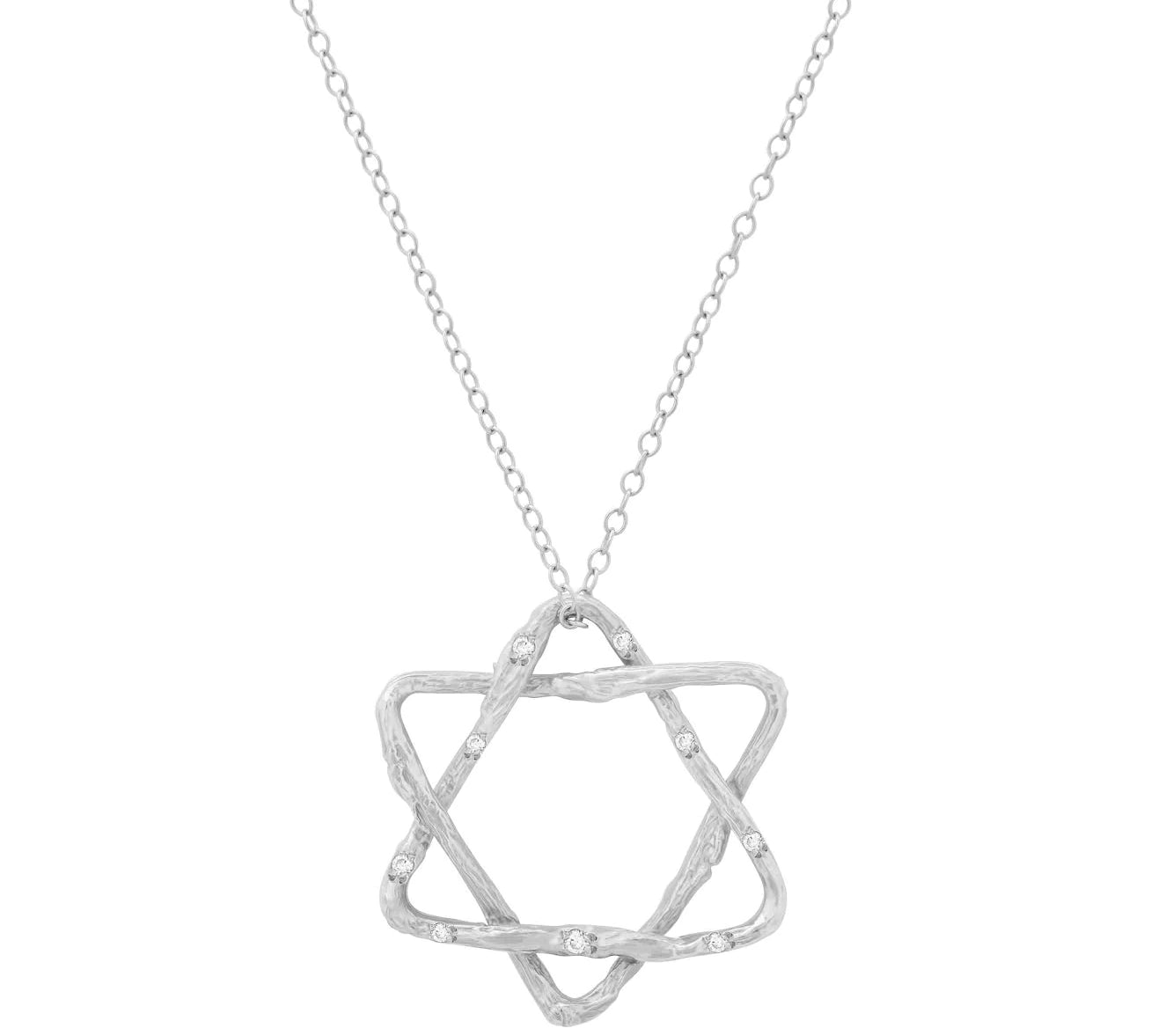 Star of David Necklace Pendant Necklace Elisabeth Bell Jewelry Large White Gold 9 White Diamonds