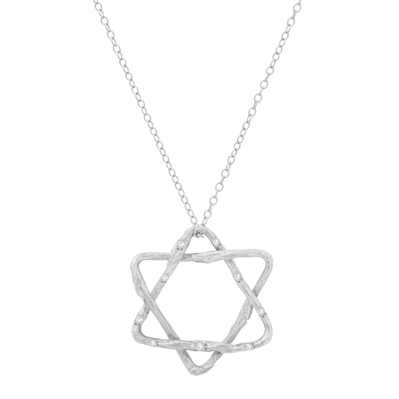 Star of David Necklace Pendant Necklace Elisabeth Bell Jewelry Large White Gold 9 White Diamonds