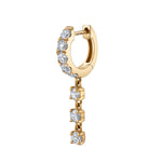 Triple Diamond Prong Drop Huggie Huggie Earrings Roseark Deux Single