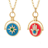 Double-Sided Hand of Fatima Star Necklace Pendant Necklace Falamank