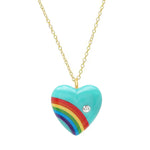 Vintage Acrylic Heart Necklace with Diamond Pendant Necklace Elisabeth Bell Jewelry Large Green