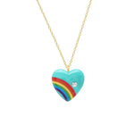 Vintage Acrylic Heart Necklace with Diamond Pendant Necklace Elisabeth Bell Jewelry Small Green