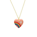 Vintage Acrylic Heart Necklace with Diamond Pendant Necklace Elisabeth Bell Jewelry Small Orange