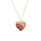 Vintage Acrylic Heart Necklace with Diamond Pendant Necklace Elisabeth Bell Jewelry Small Orange