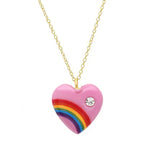 Vintage Acrylic Heart Necklace with Diamond Pendant Necklace Elisabeth Bell Jewelry Large Pink