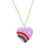 Vintage Acrylic Heart Necklace with Diamond Pendant Necklace Elisabeth Bell Jewelry Large Purple