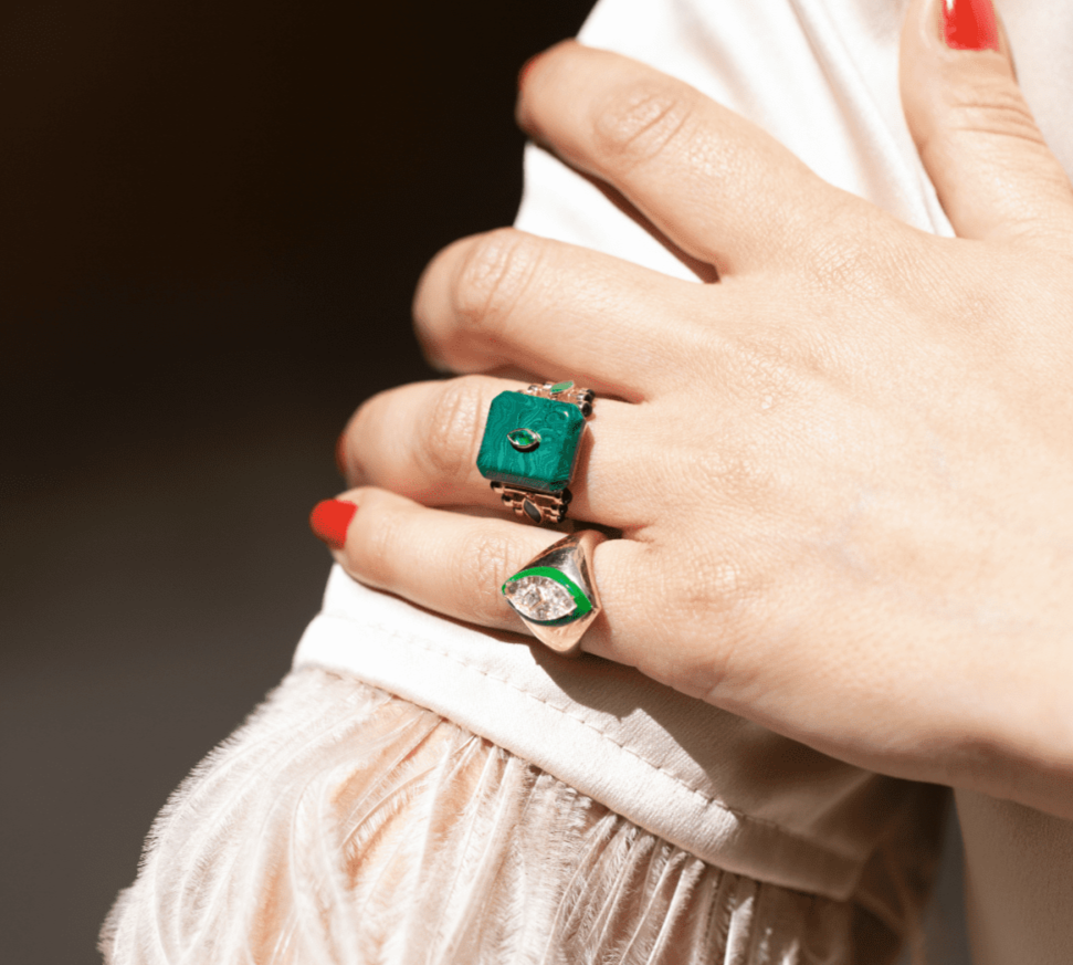 "Moments in Qabila" Malachite Ring Cocktail Ring Latelier Nawbar