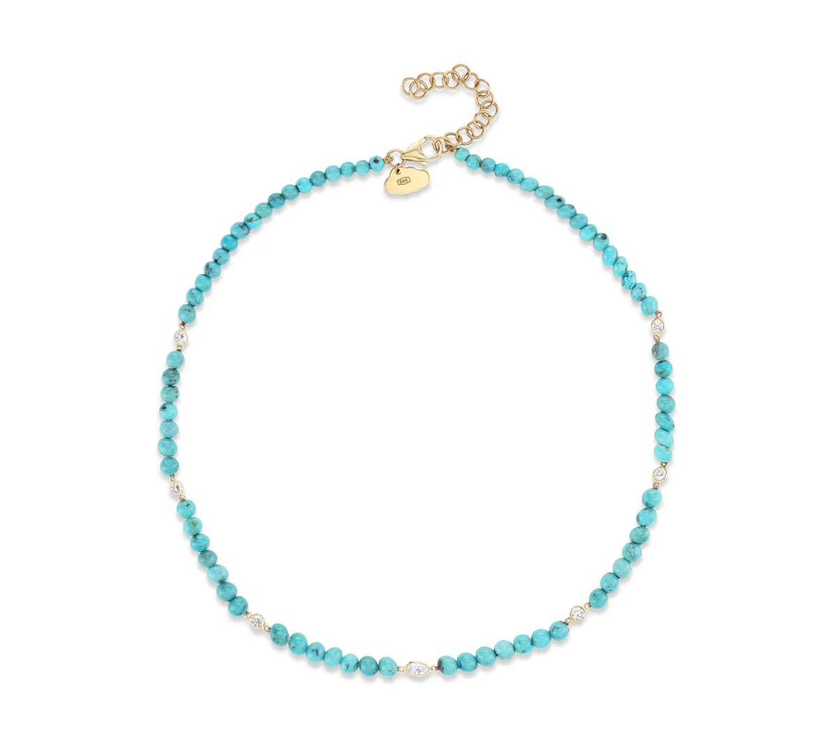Stone and Floating Diamond Necklace Beaded Necklace The Finest Stack Turquoise Diamond