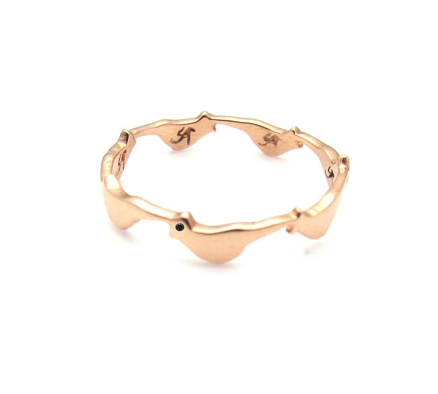 Flock Bird Ring with Black Diamond Eye Stack Ring Yakira Rona