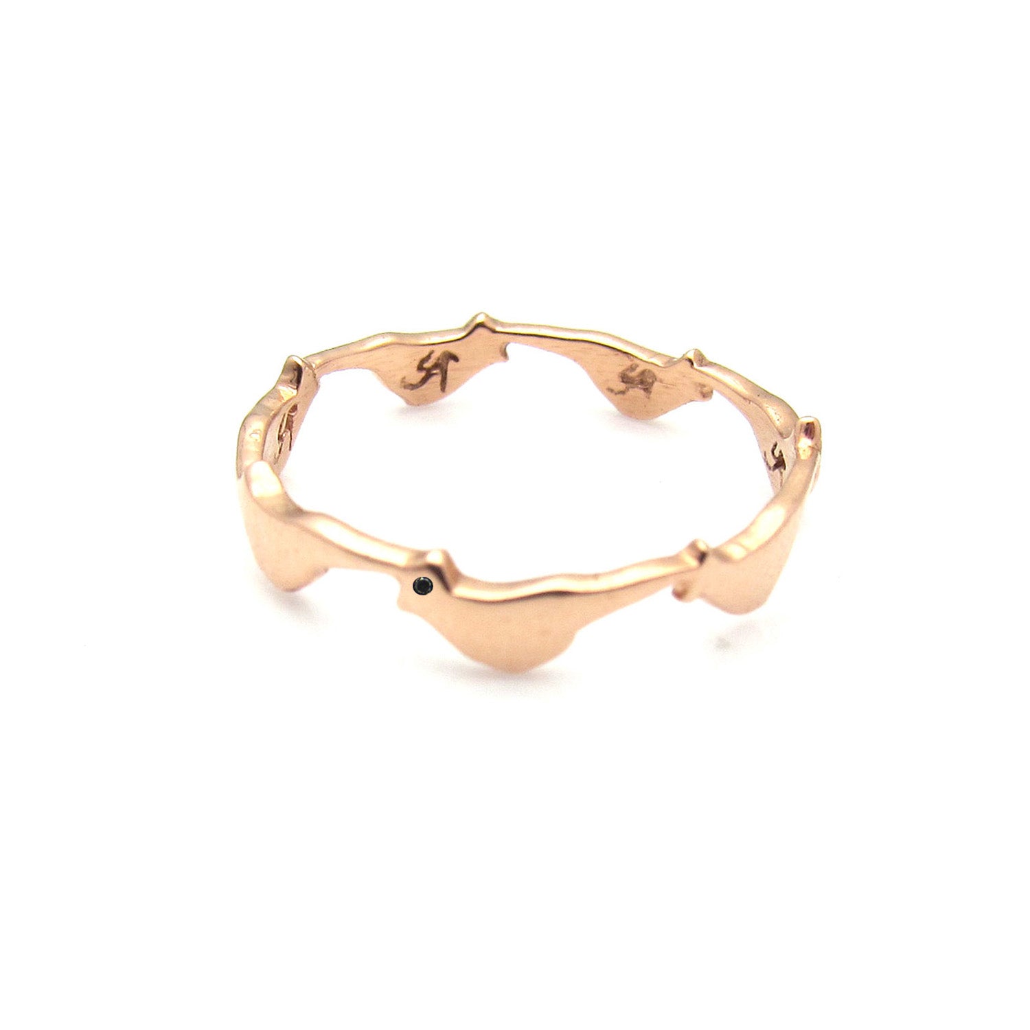 Flock Bird Ring with Black Diamond Eye Stack Ring Yakira Rona