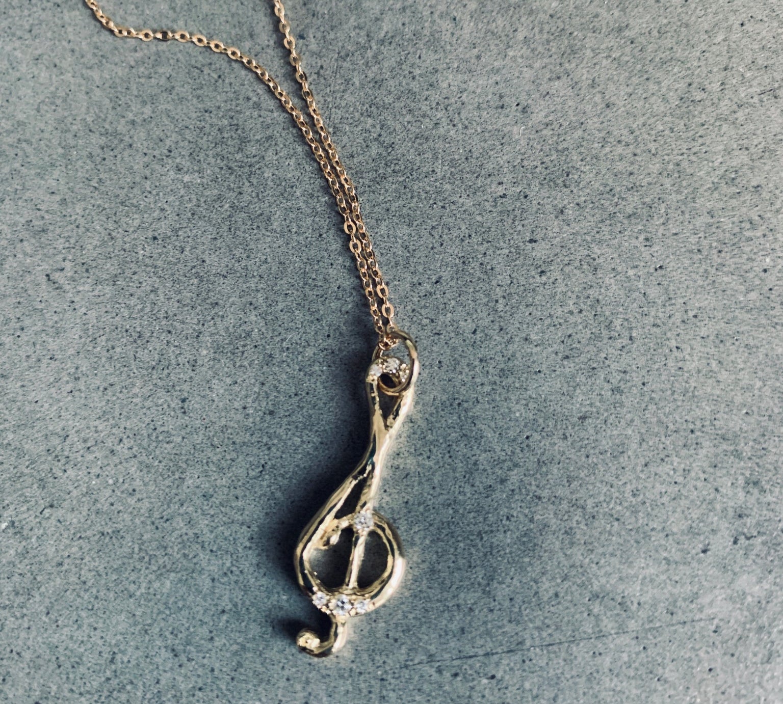 Treble Clef Diamond Pave Necklace Pendant Necklace Jaine K Designs