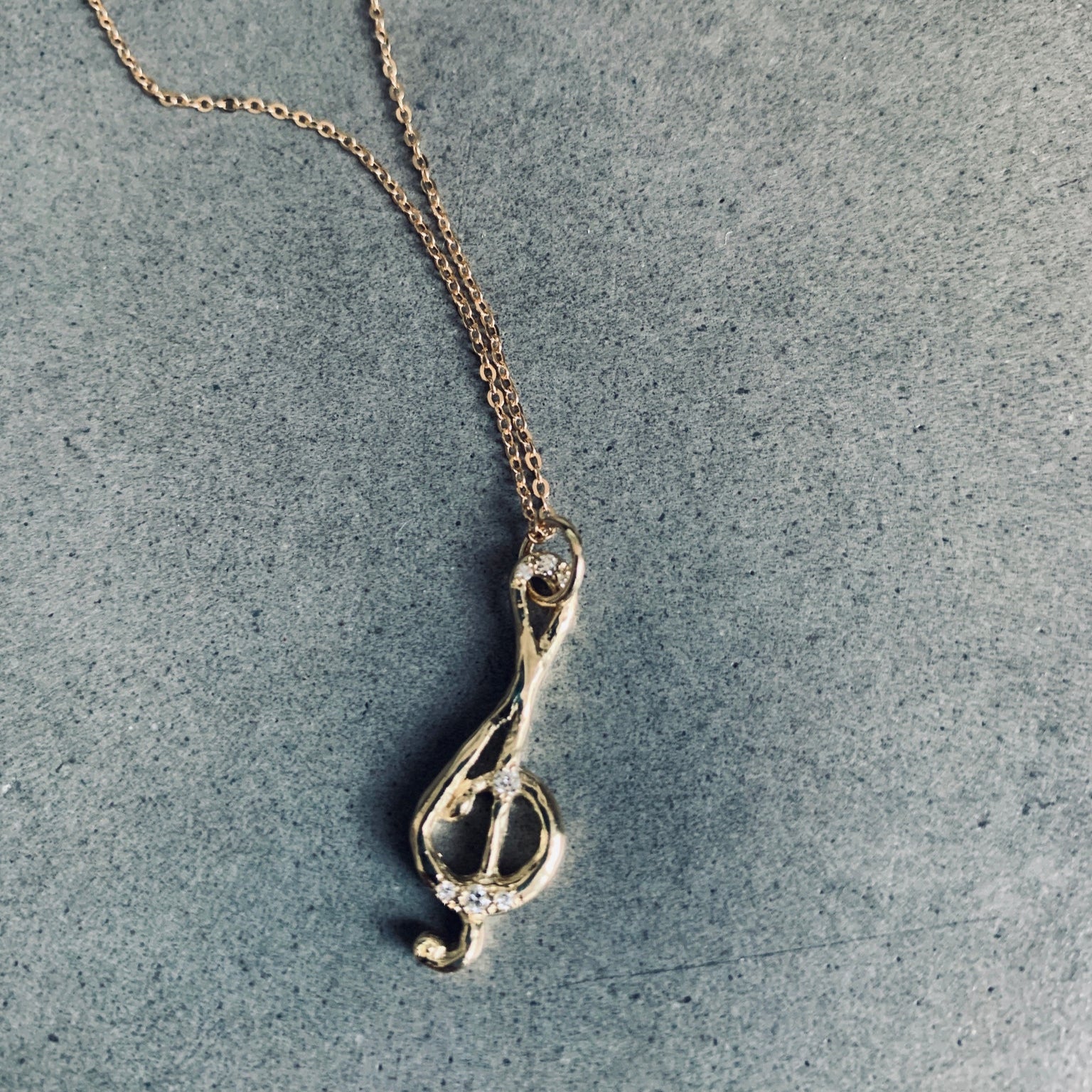 Treble Clef Diamond Pave Necklace Pendant Necklace Jaine K Designs