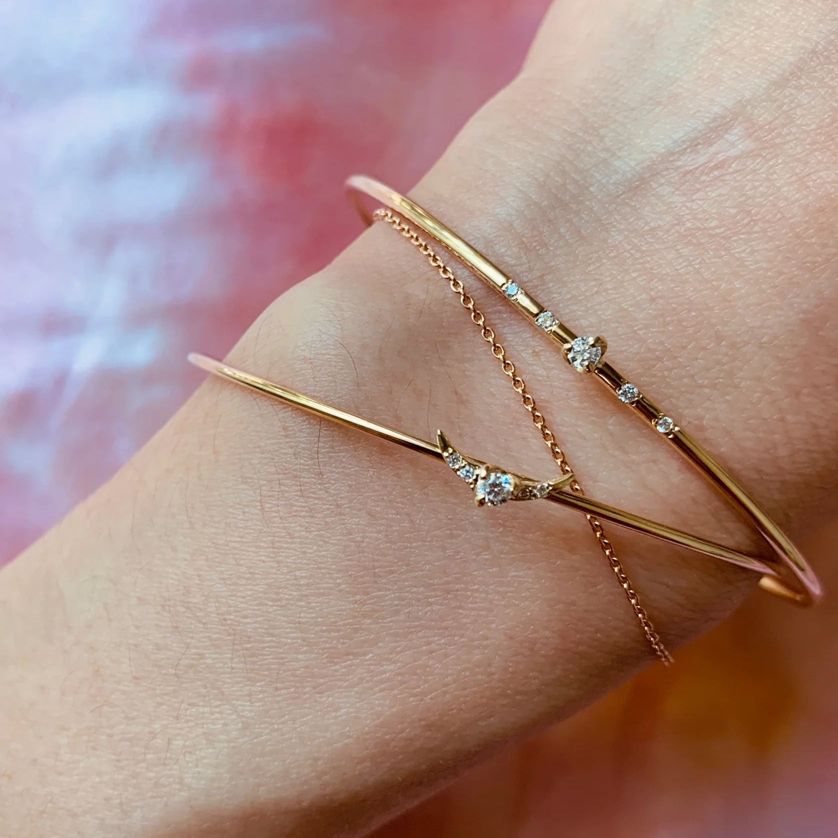 Gold Pave Crescent Bangle Bangle Jaine K Designs