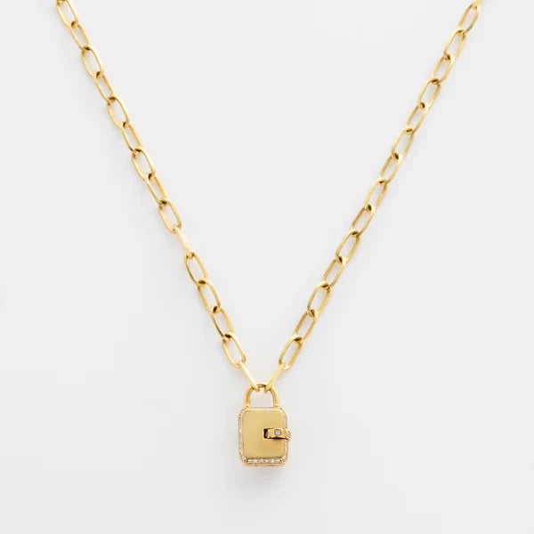 Gold Pave Mini Padlock Pendant Necklace Pendant Necklace James Banks Design