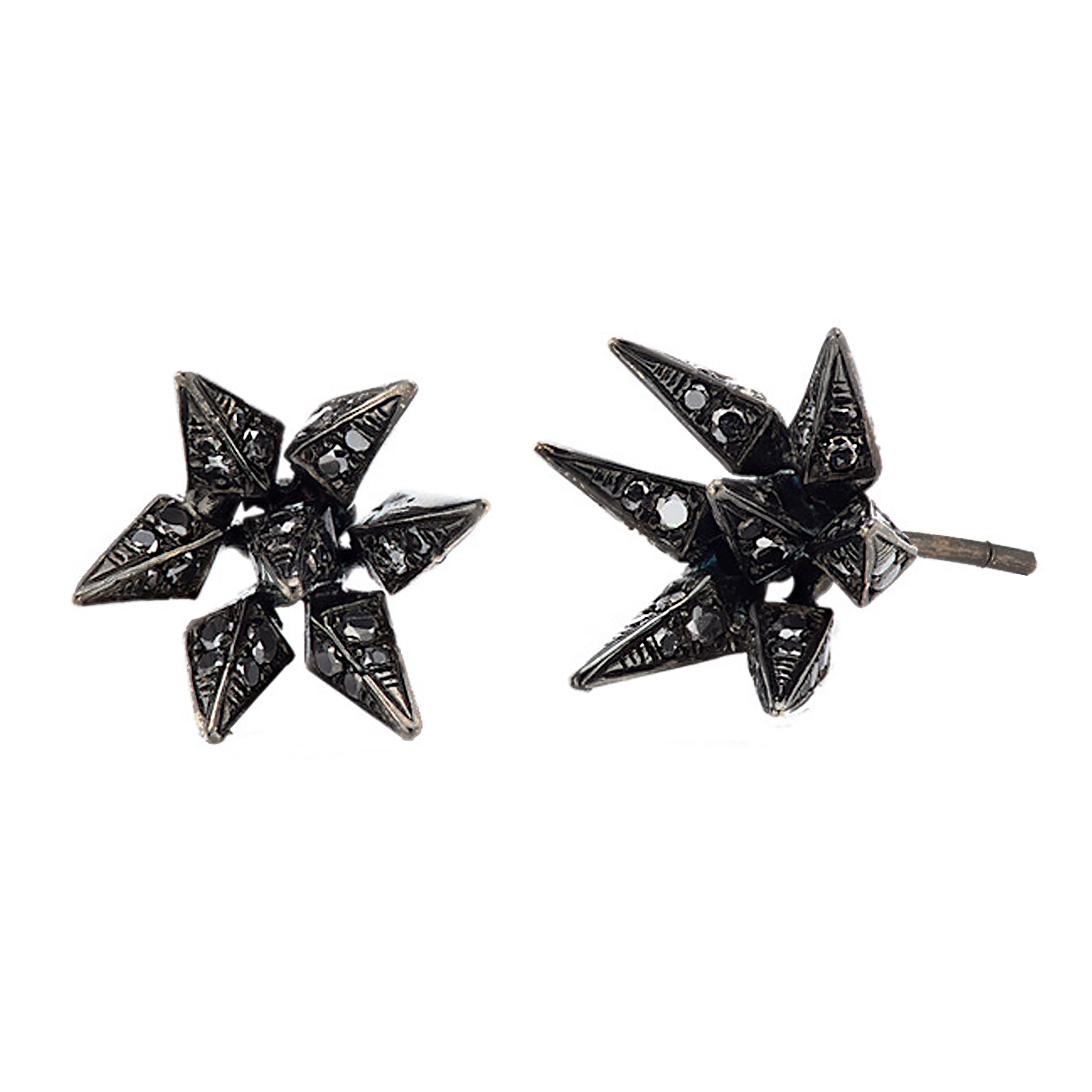 Black Diamond Hedgehog Studs Stud Earrings Karma El-Khalil