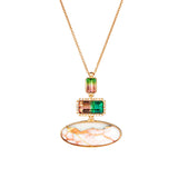 Copper in Quartz Tourmaline Diamond Pendant Necklace