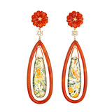 Multicolored Moss Agate Flower Drop Earrings