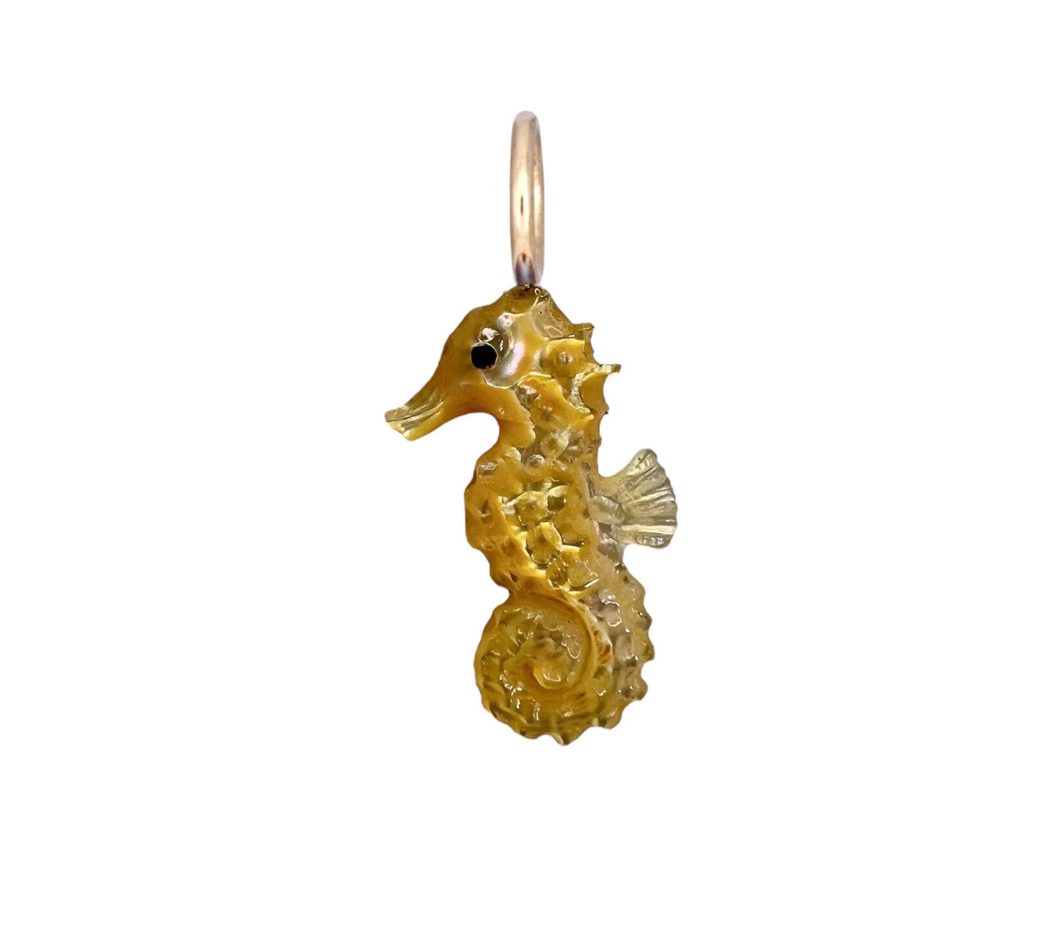 Pearl Seahorse Charm Charm Maura Green Gold Mother of Pearl  