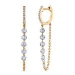 5-Diamond Chain Drop Huggie Huggie Earrings Roseark Deux Pair Yellow Gold