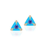 Tanzanite Triangular Studs with Diamond Stud Earrings Goshwara