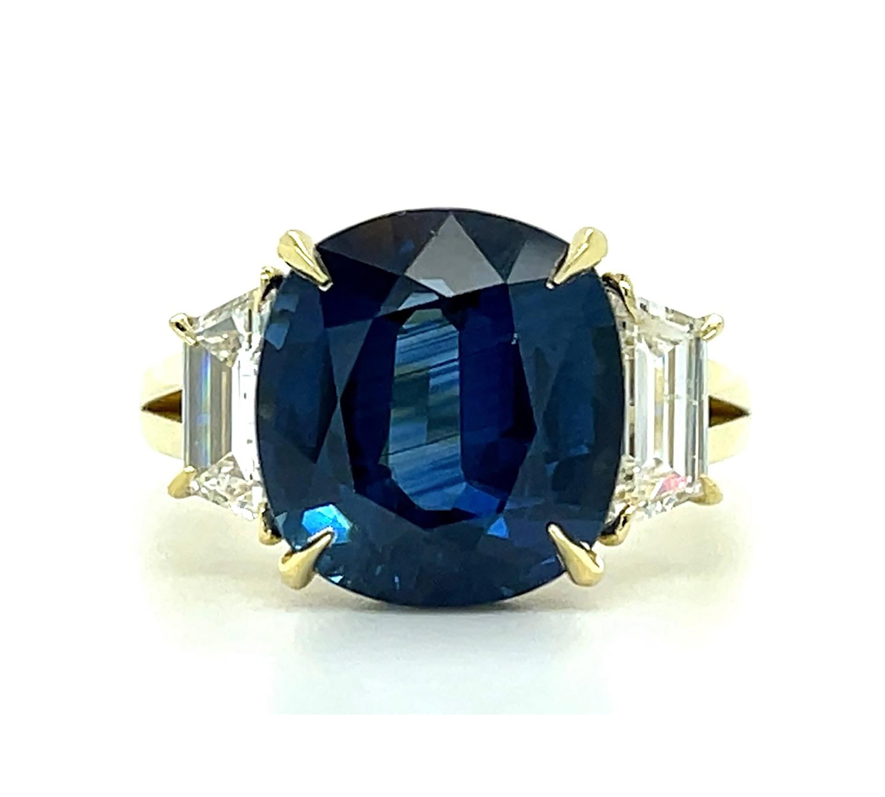 Sapphire Trapezoid Diamond Ring Statement Ring Roseark Vintage