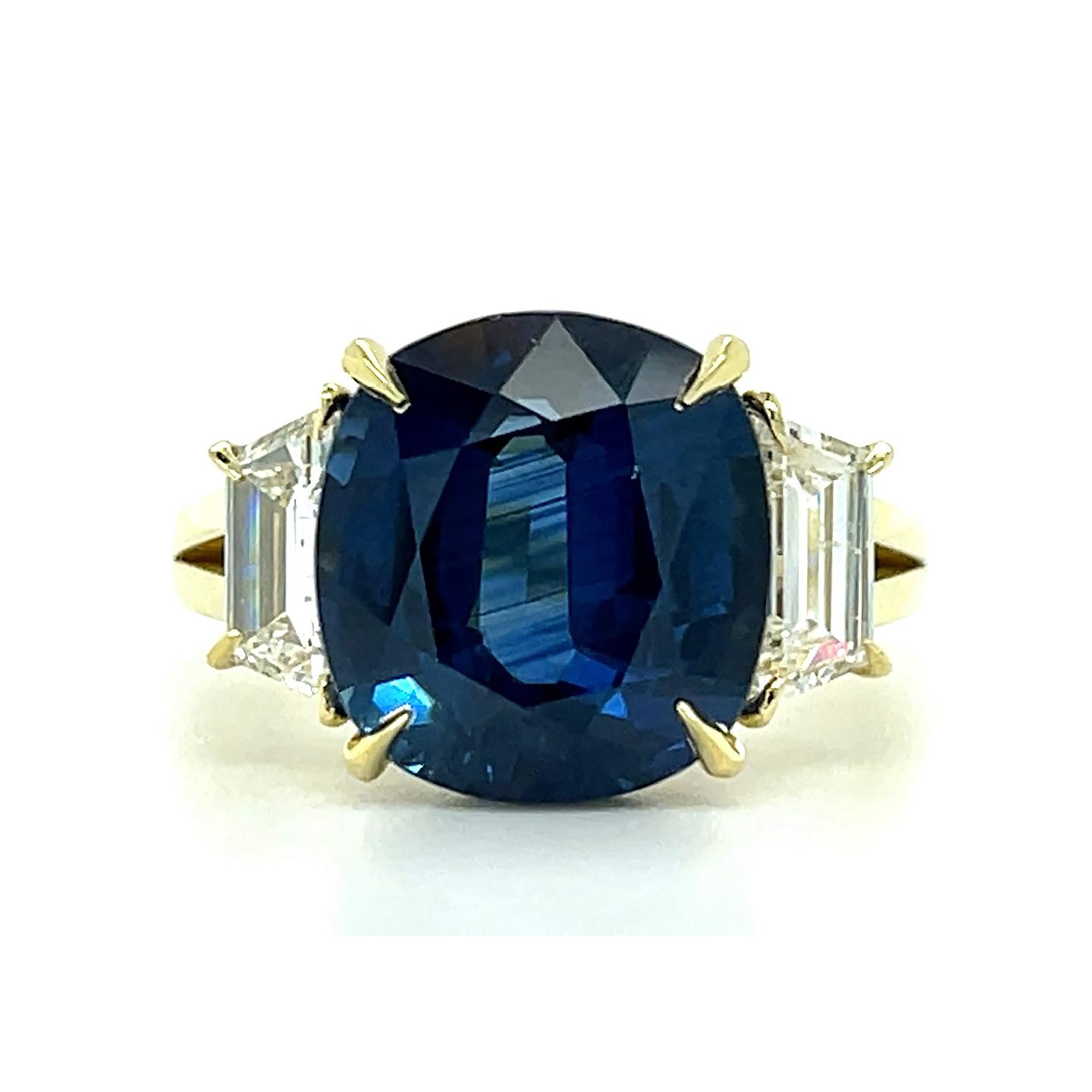 Sapphire Trapezoid Diamond Ring Statement Ring Roseark Vintage