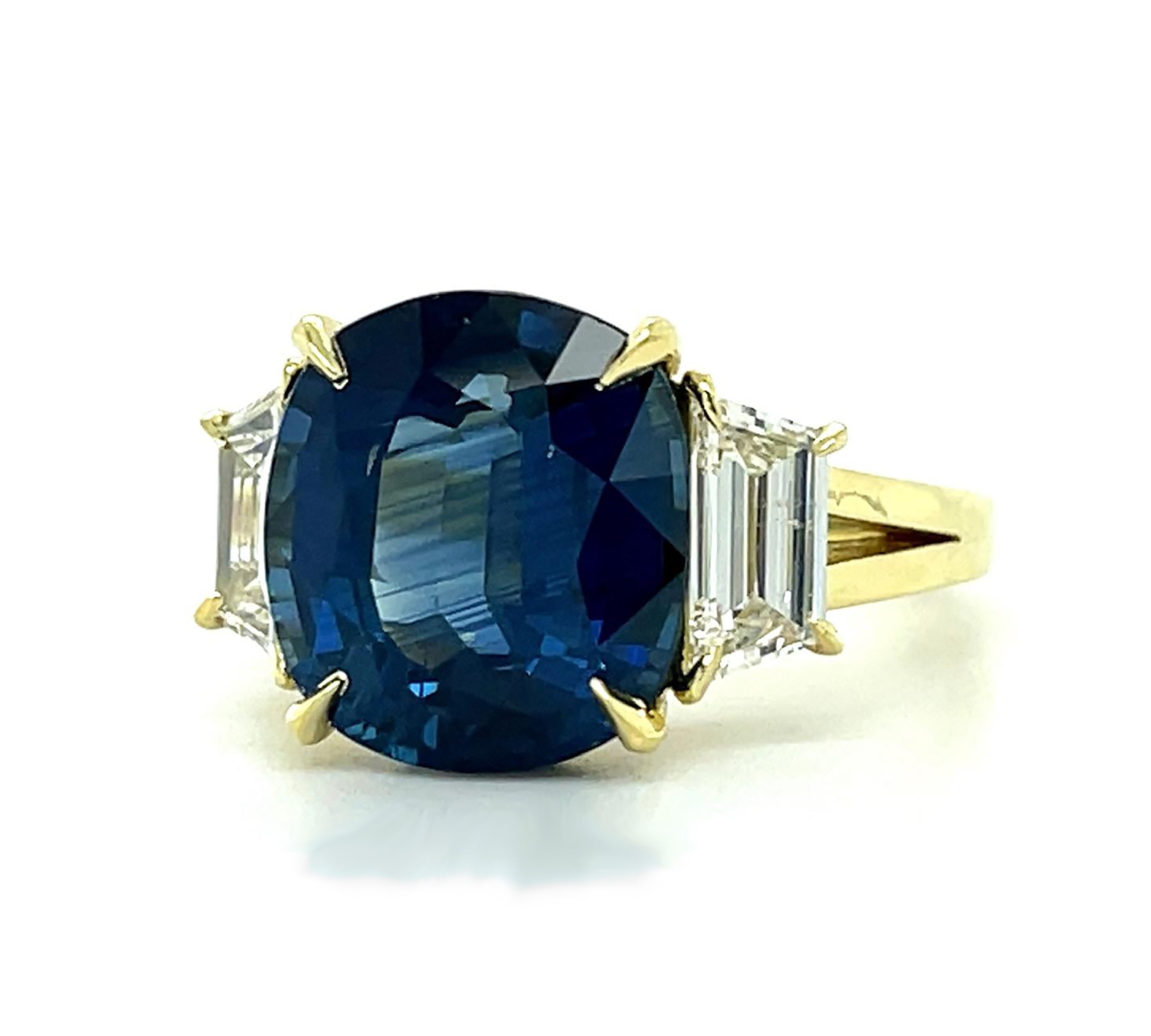 Sapphire Trapezoid Diamond Ring Statement Ring Roseark Vintage