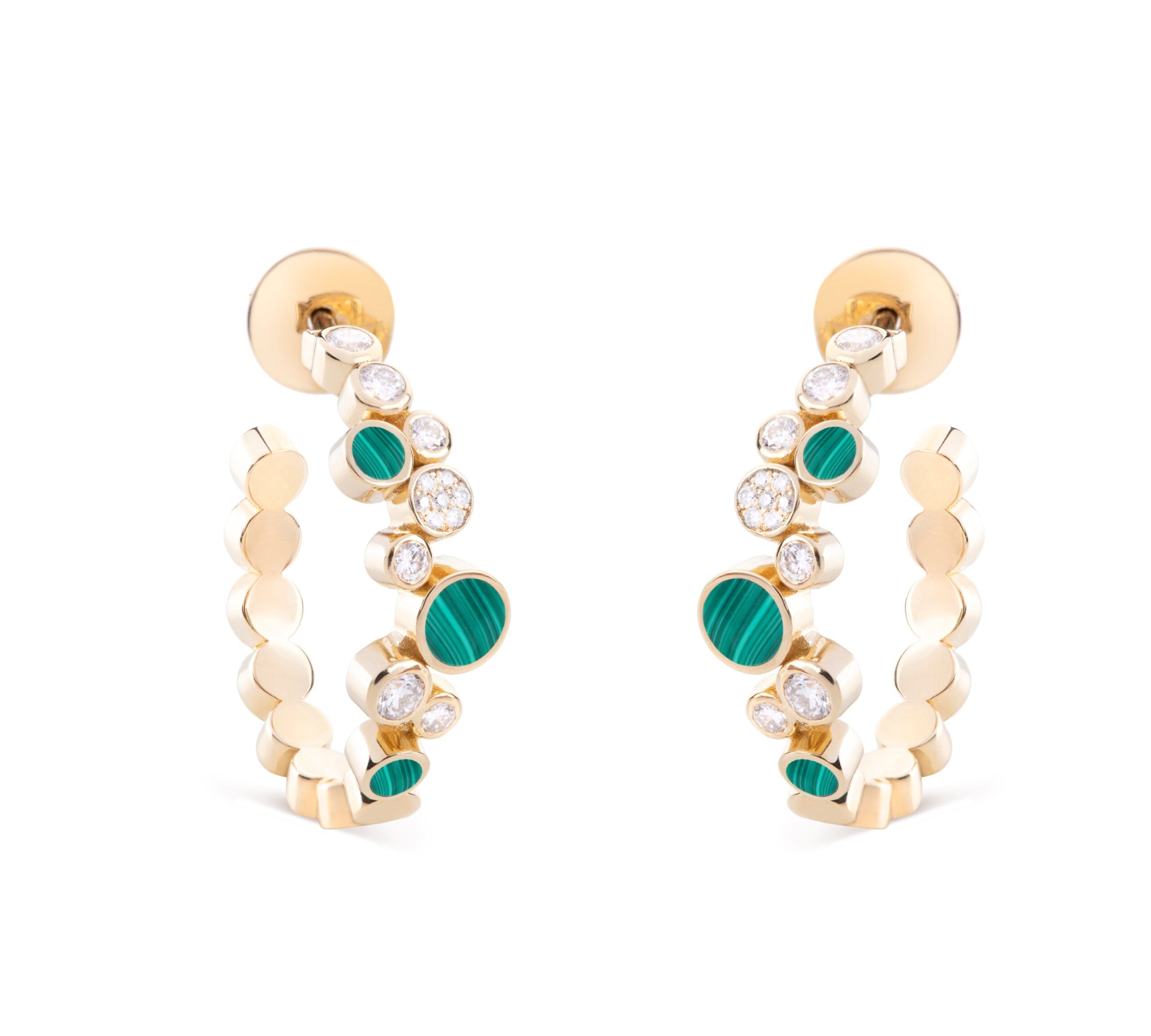 Diamond Bubbles Hoop Earrings Hoop Earrings Falamank Diamond Malachite