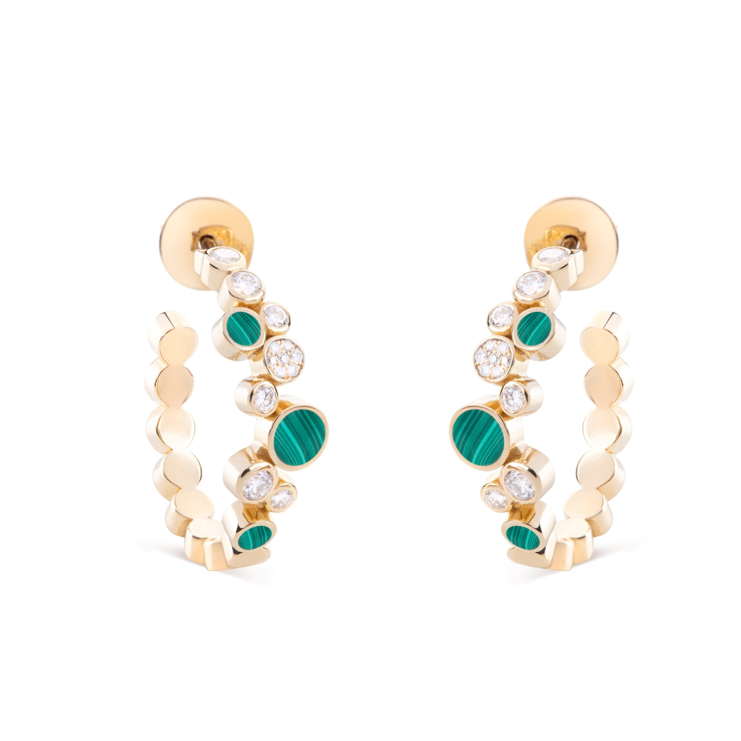 Diamond Bubbles Hoop Earrings Hoop Earrings Falamank Diamond Malachite