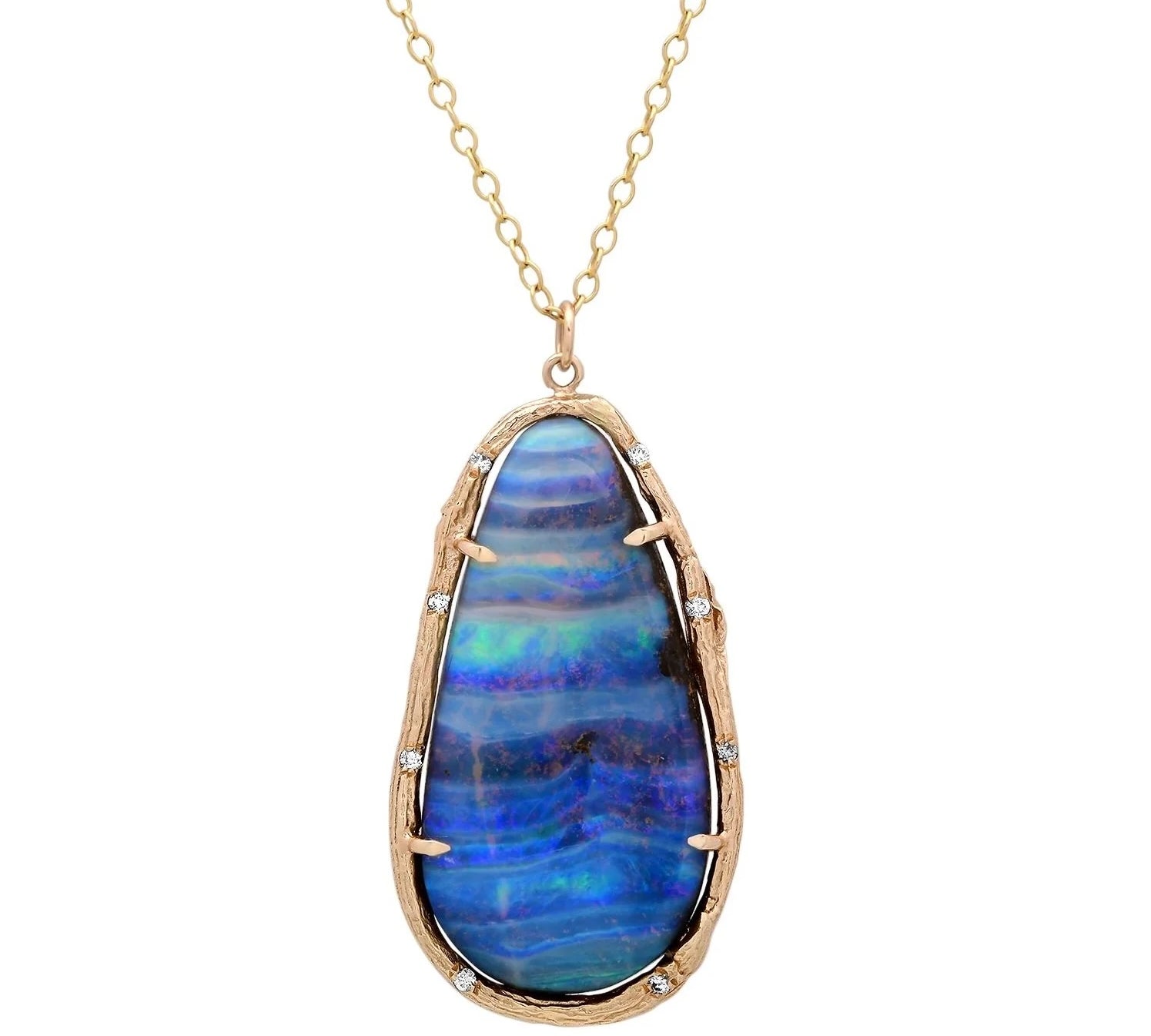 Opal Waveline Necklace Pendant Necklace Elisabeth Bell Jewelry