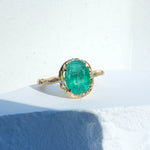 Oval Emerald Ring with Diamonds Cocktail Ring Elisabeth Bell Jewelry
