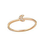 Diamond Pave Crescent Moon Ring Band Ring Jaine K Designs Rose Gold