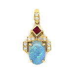 Opal Ruby Diamond Pendant Necklace Pendant Necklace Roseark Vintage