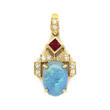 Opal Ruby Diamond Pendant Necklace Pendant Necklace Roseark Vintage