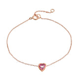Dainty Heart Bracelet Bracelet Jaine K Designs Pink Topaz / RGold